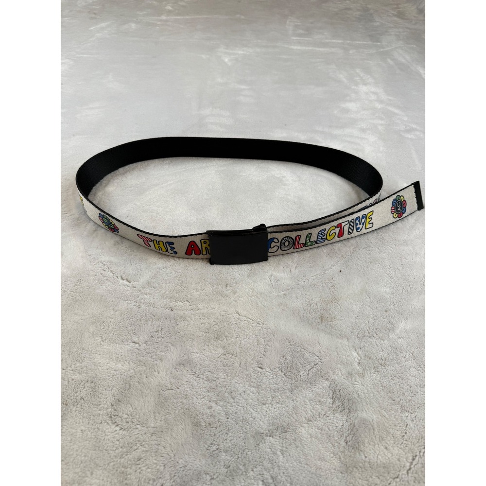 Artist Collective Web Belt Multicolor Graphic Logo White Black One‎ Size USA